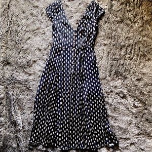 Urban Outfitters Floral Button Front Midi Dress with Front Slit